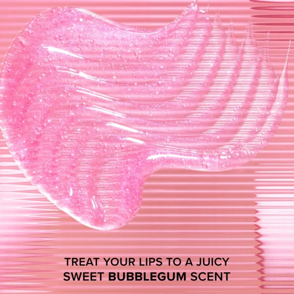 Too Faced Kissing Jelly Lip Oil Gloss in Bubblegum Pink with Gold Glitter